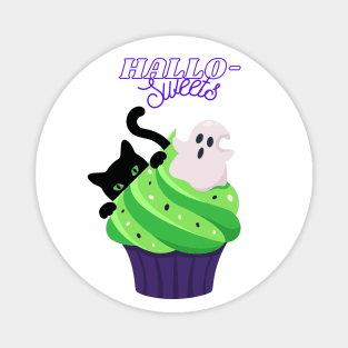 Halloween (Hallo-Sweets) Cat, Ghost, Cupcake Magnet